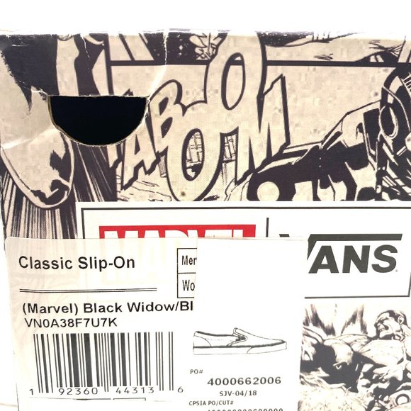 VANS Women VN0A38F7U7K Marvel Classic Slip On Black Widow Canvas Low Top Sneaker - Picture 10 of 11